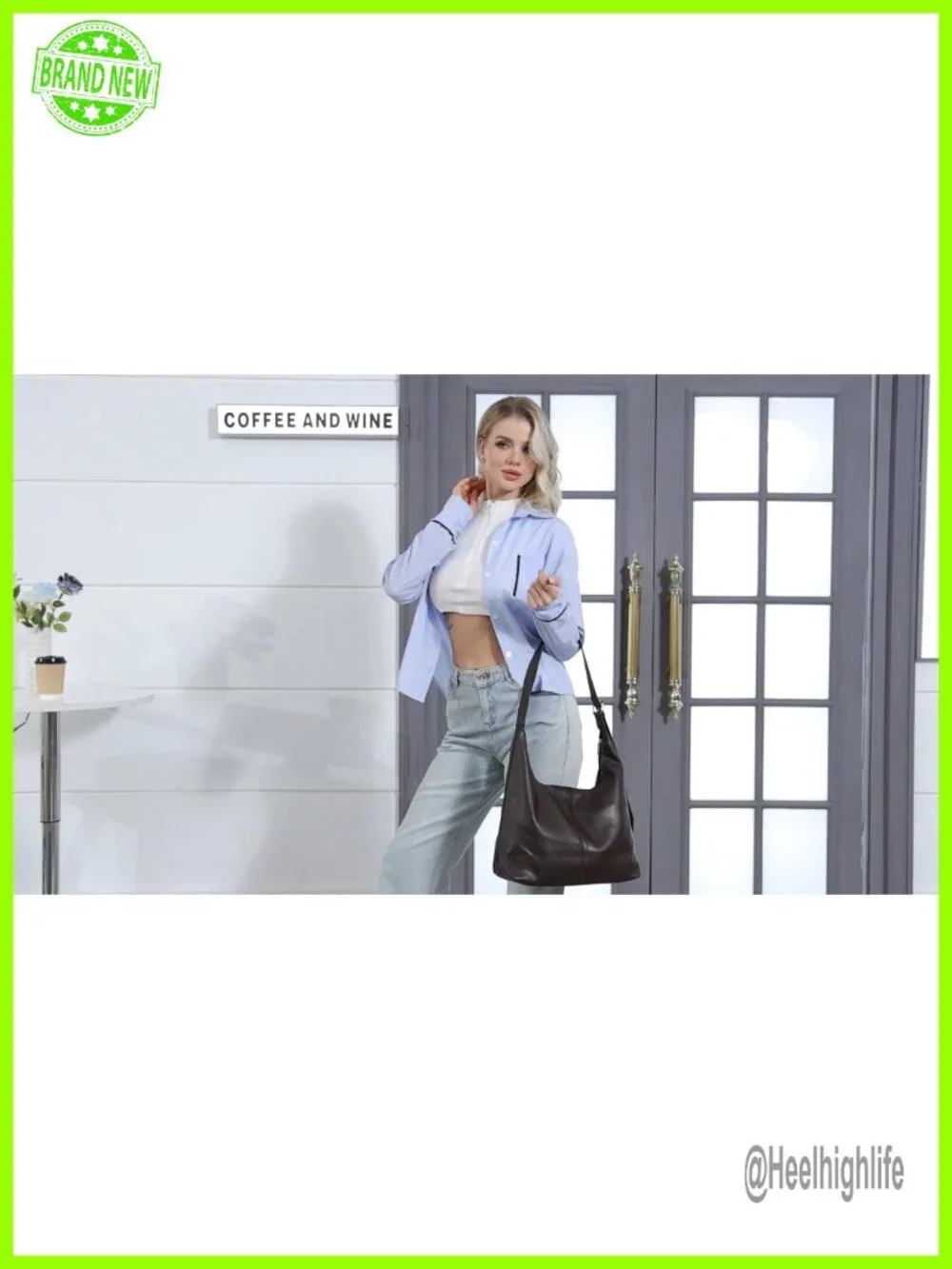Large Hobo Bag Vegan Leather Shoulder Handbag Slouchy Tote Travel Shopping